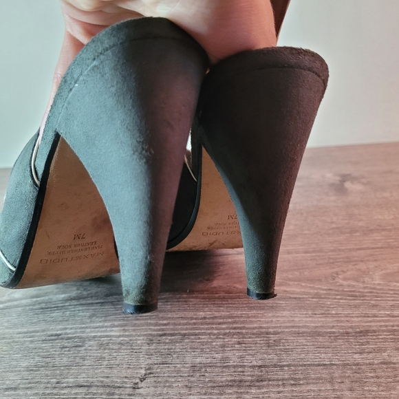Max Studio designer fine white leather and dove grey suede sz 7 slingback heels - Picture 8 of 8
